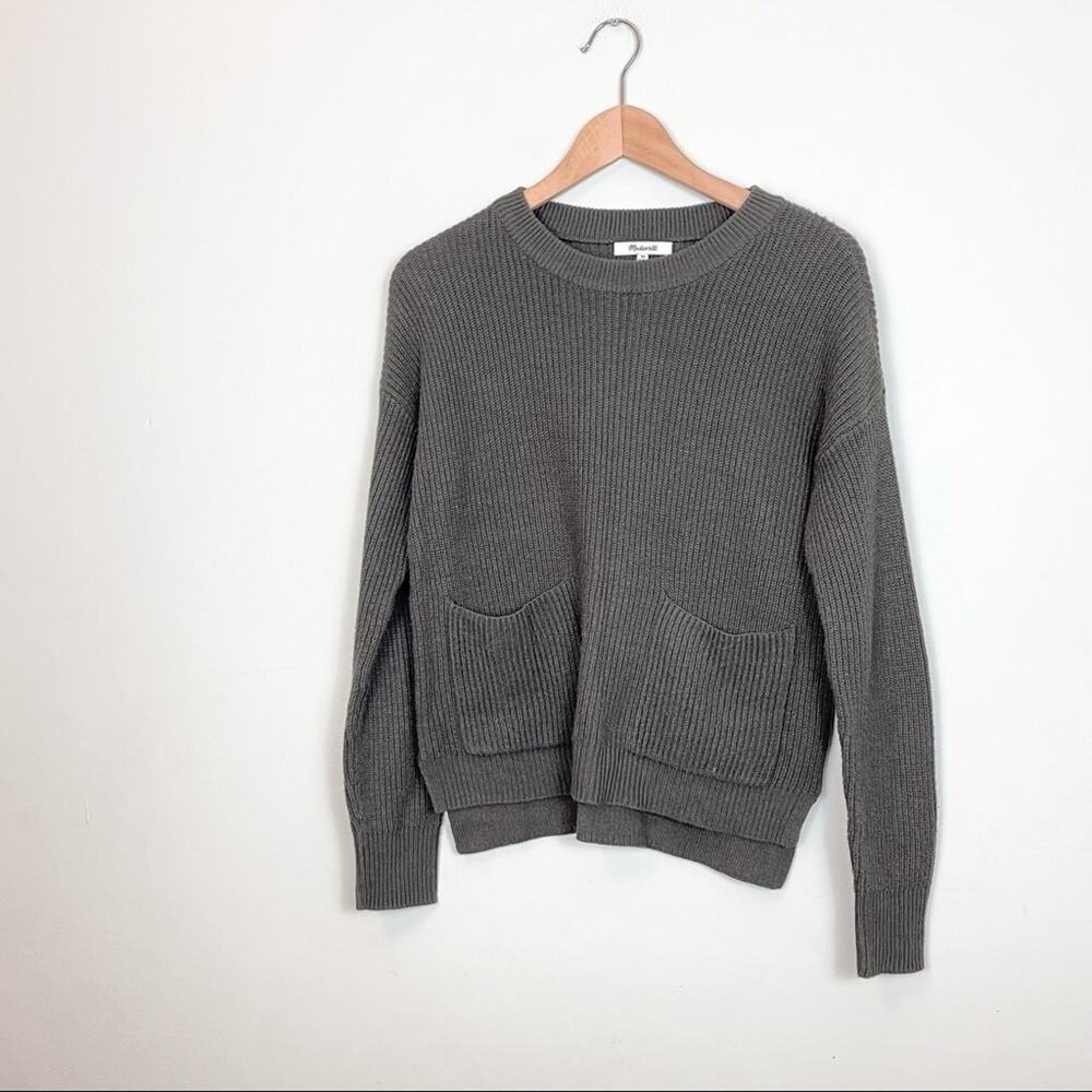 Madewell Patch Pocket Pullover Sweater in Dark Green woman's size XS